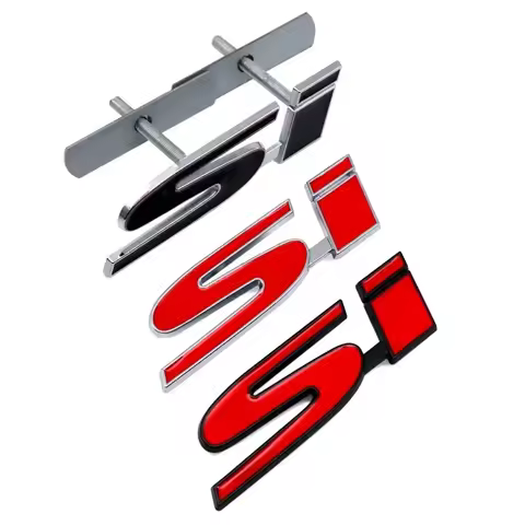 3D Metal SI Letters Car Front Grille Emblem Rear Trunk Badge Sticker for Honda Civic Accord Inspire 