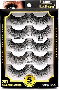 Laflare 100% Premium Silk Lashes 3D Faux Mink Eyelashes Multipack, Light, Natural Looking, Professio