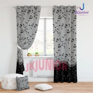 Dark Gray Piano Note No Fading and Soft 7ft Curtain Canadian Cotton 150x220 cm 8Ring