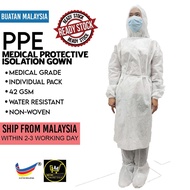 10 PPE ISOLATION GOWN + HEAD COVER + BOOT COVER (HIGH QUALITY)