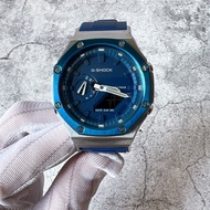 GA-2100 AP BLUE STEEL BEZEL RUBBER STRAP PREMIUM CORY 1.1