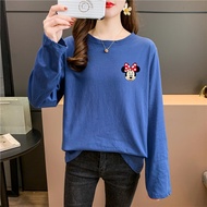 [AMYGO] Baju T Shirt Perempuan Lengan Panjang T-shirt Mickey Mouse Plus Size Long Sleeve Blouse Clothes