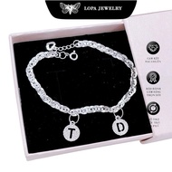 [Full Box] LoPa SK79 Silver Bracelet Chain Shape Mixed with 2 Name Letters - Couple Bracelet for Ann