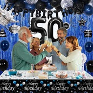 50th Birthday Decorations for Men, Blue Black Happy 50th Birthday Decorations Men Women, 50 Year Old