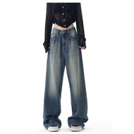 Keygirl baggy jeans with elastic waist, jumbo women's culottes, size s-5xl korean