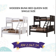 Wooden Bunk Bed Queen Size /Single Size/SOLID WOOD BUNK BED/DOUBLE DECKER BED/QUUEN BED/DOUBLE BED/KATIL KAYU