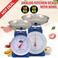 Kitchen Scale 10/30kg Measuring Analog Scale Spring Balance With Bowl/Penimbang Dapur