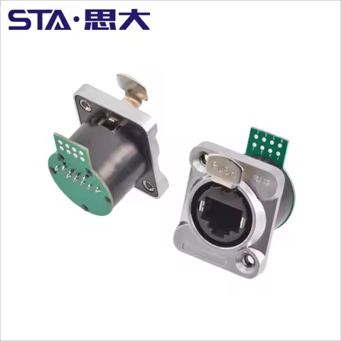 RJ45 Waterproof Network Connector IP65 8p8c D type Panel Mount PCB Socket RJ45 Ethernet Connector