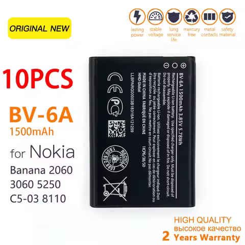 Genuine Recharge BV 6A BV6A BV-6A Battery 1500mAh for Nokia Banana 2060 3060 5250 C5-03 8110 4G Repl