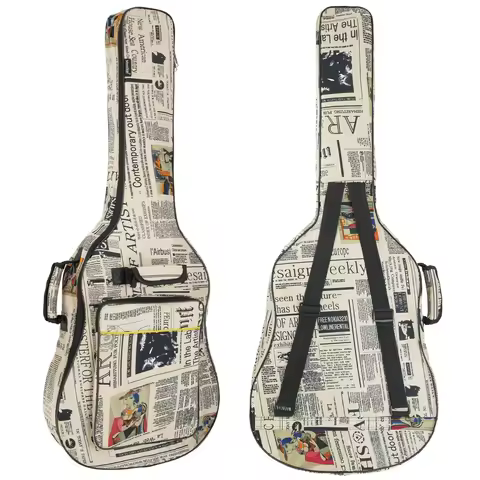 600D Oxford Cloth Newspaper Style Thicken Padded Guitar Bag Guitar Carrying Case for 40"/41" Acousti
