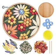 DIY Mosaic Craft Kit Floral Mosaic Bamboo Coaster Set for Handmade Mosaic Coasters Home Decoration