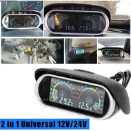 BACKSTREET4FZS Voltage & Water Tempe Gauge, Digital 12V 24V Water Temperature Gauge, LCD Display Hor