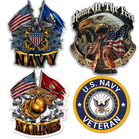 USMC Stickers for Hard Hat/tool box/Helmet, US Navy Veteran&Marine Corps&Bald Eagle Patriotic Decal,