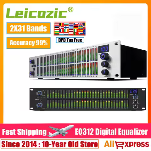 Leicozic Audio Equalizer Digital 2-Channel 2U LED Spectrum DSP Equalizador Profissional EQ312 Record