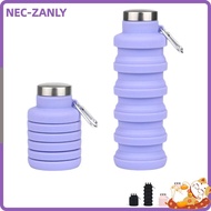 NEC-ZANLY Collapsible Water Bottle, 17oz Silicone Foldable Water Bottle, Portable Leakproof With Car