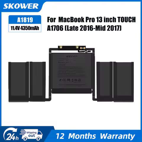 SKOWER A1819 Battery for Apple MacBook Pro 13'' Touch Bar A1706 Late 2016 Mid 2017 EMC 3071 EMC 3163
