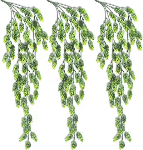 Artificial Flower Hops Vine Garland Plant Fake Hanging Vine Faux Hops UV Resistant Faux Floral Green