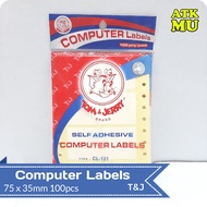 Computer Labels 75 x 35mm 100pcs T&J CL-121