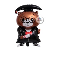 Balon Foil Beruang Sarjana / Balon Graduation Bear Congrats Wisuda - Orange bear