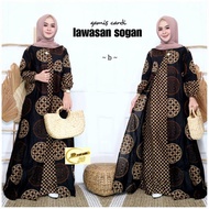 baju gamis muslimah batik modern gamis batik kombinasi polos terbaru - lingkar standar