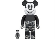100% & 400% Bearbrick x Bape Mickey Mouse Monotone 100% & 400%