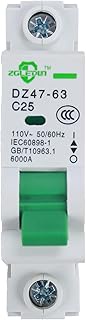 ZGLEDUN AC Miniature Circuit Breaker, 1 pole 25 Amp, 12-240VAC, 6kA Din Rail Mount Breaker with Ther