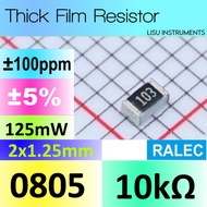 10k 0805 125mW ±5% SMD Thick Resistor 1002 10kΩ RTT05103JTP RALEC