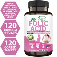 Biofinest Folic Acid 800mcg Supplement - Enhanced Absorption Folate Vitamin B12 Calcium - Pregnancy 