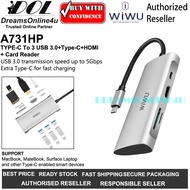 WIWU Alpha A731HP 7-in-1 Type-C to USB 3.0 Type-C HDMI Card Reader for Laptop Notebook UltraBook Sur