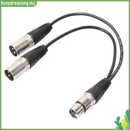 ✿ keepdreaming ✿  3P XLR Female Jack to Dual 2 Male Plug Y Splitter Adaptor Cord Cable 1Ft #H1
