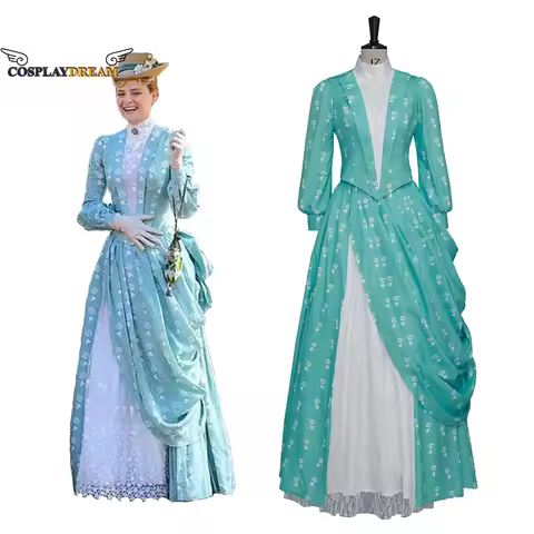 Marian Brook Cosplay Costume 1880s The Gilded Age Cosplay Outfits Women Vintage Fancy Tea Party Gown