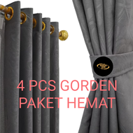 4 PCS Gorden Jendela Pintu Minimalis Ring Smokering - Emboss Polos Promo Murah