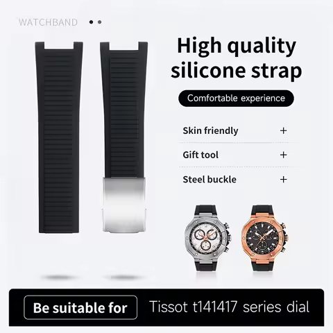 Soft Silicone Rubber Watchband For Tissot T-Race T141.417A Moto GP Strap Men Sport Series Black Watc