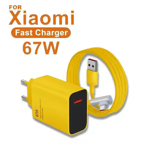 67W USB Super Fast Charger Power Adapter 6A Elbow Type C Charging Cable EU US Plug Quick Charge QC 3