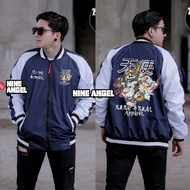 Jaket Sukajan Jepang Pria White Tiger with Snake  Nine Angel