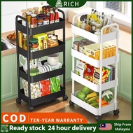 【JM-YU】3/4/5 Tier Handle Basket Trolley Toys Storage Home Kitchen Storage Organizer Rolling Utility 