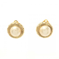 【日本直送】 CHANEL 香奈兒 圓形耳環 鍍金 人造珍珠 金色 米白色 優質的
