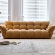 Lily Straight Retro Yellow Sofa Fabric Style Sofa Sofa Petal Small Apartment Living Room French Crea