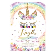Unicorn Invitation 3r 4r 5r size