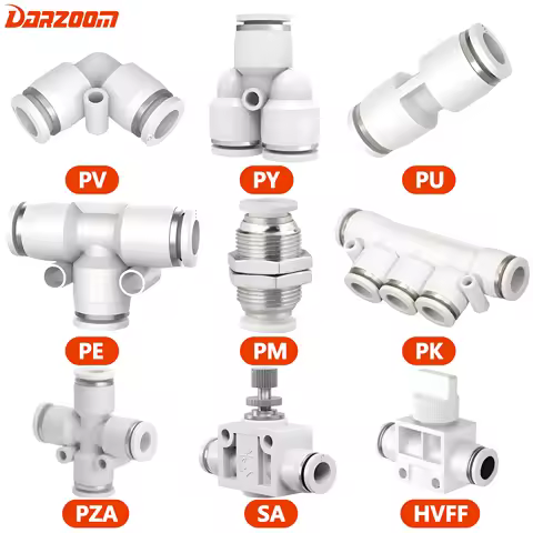 White Premium Pneumatic Fitting Pipe Connector PU PY PK PE PV SA HVFF PZA PM Tube Air Quick Fittings