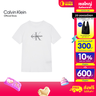 CALVIN KLEIN เสื้อยืดคอกลมแขนสั้นผู้หญิง Monogram Logo ทรง Regular รุ่น 47B865G YAA - สีขาว