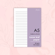 A5 loose leaf line paper / Journal paper / Journal insert paper / foolscap paper