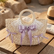 Straw Handbag Structured Trapezoid Handbag Top Handle Bag Woven Fashion Accessory Summer Style