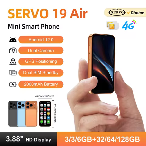 SERVO 19Air Mini 4G LTE Android 12 Smartphone Dual SIM Face Unlock WiFi GPS OTG 6GB RAM 128GB ROM 3.