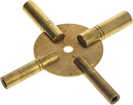 Universal Tool Antique Grandfather Brass Clock Key 4 Prongs - Even Numbers