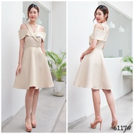 [LUXURY707] LX6117: ชุดไปงานเปิดบ่า คัตติ้งคอสูท กระโปรงบาน