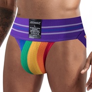 JOCKMAIL Underwear Men Sexy Men's Bikini Briefs Rainbow Underpants Men Panties Briefs Wide Belt olj