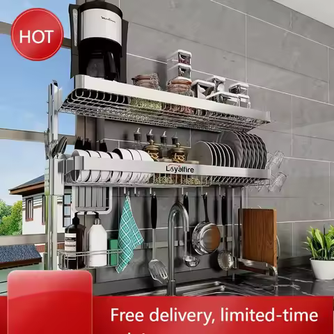 Hot salesCustomizable Over Sink Dish Drying Rack, 3 Tier Adjustable Length (20.87'' to 37.6'') Full 
