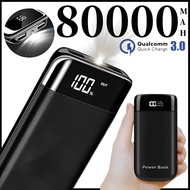 100% Original Power Bank 80000mAh LED Power Bank Large Capacity Slim Small Polymer Fast Charging Por