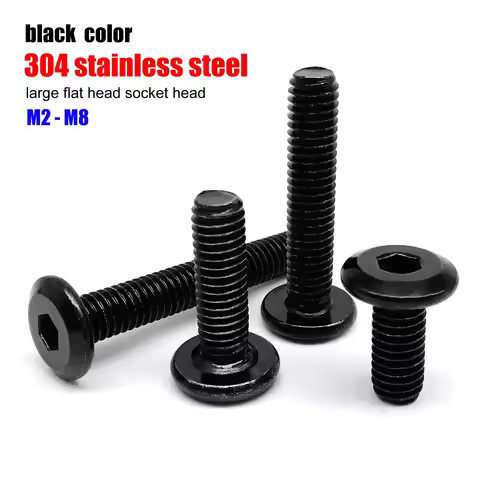 Black 304 A2 Stainless Steel Allen Hex Hexagon Socket Large Flat Head Furniture Rivet Screw Connect 